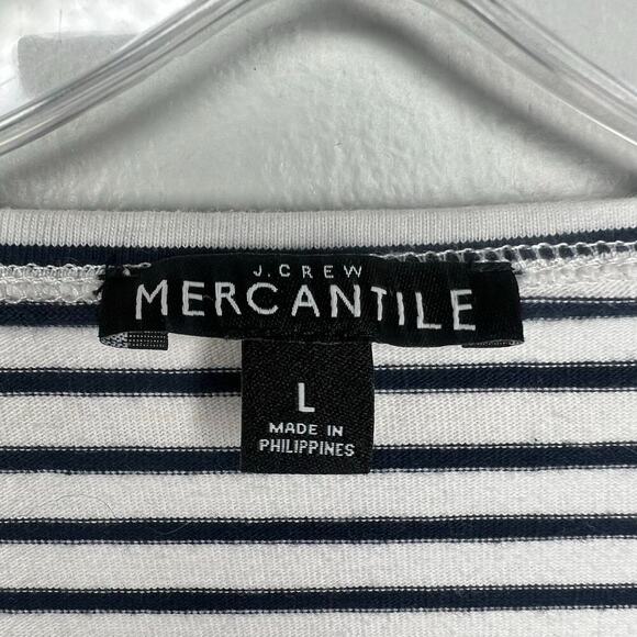 J. Crew Womens L Breton Stripe Shirt Cuffed Boatneck Nautical Preppy 100% Cotton - Picture 2 of 8